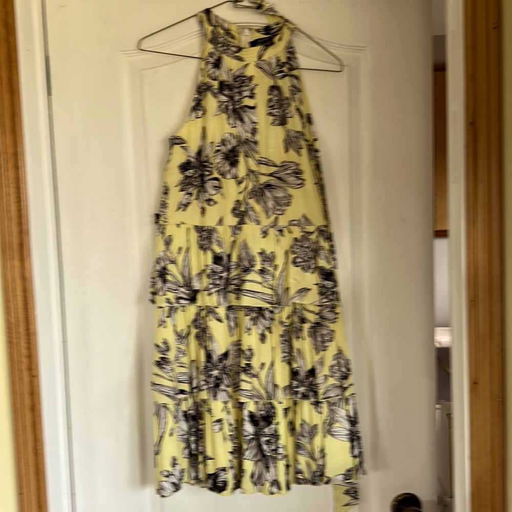 Le Chateau yellow patterned summer dress, cotton, size small